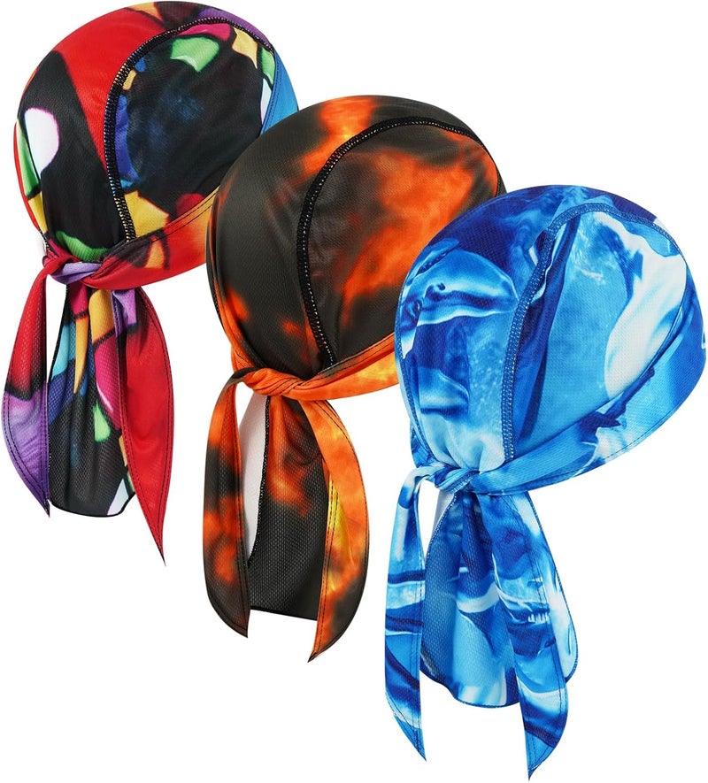 DOCILA 3 Pcs Do Rags for Men Skull Cap Bandana Hat Breathable Helmet Linner Beanie - Image 1